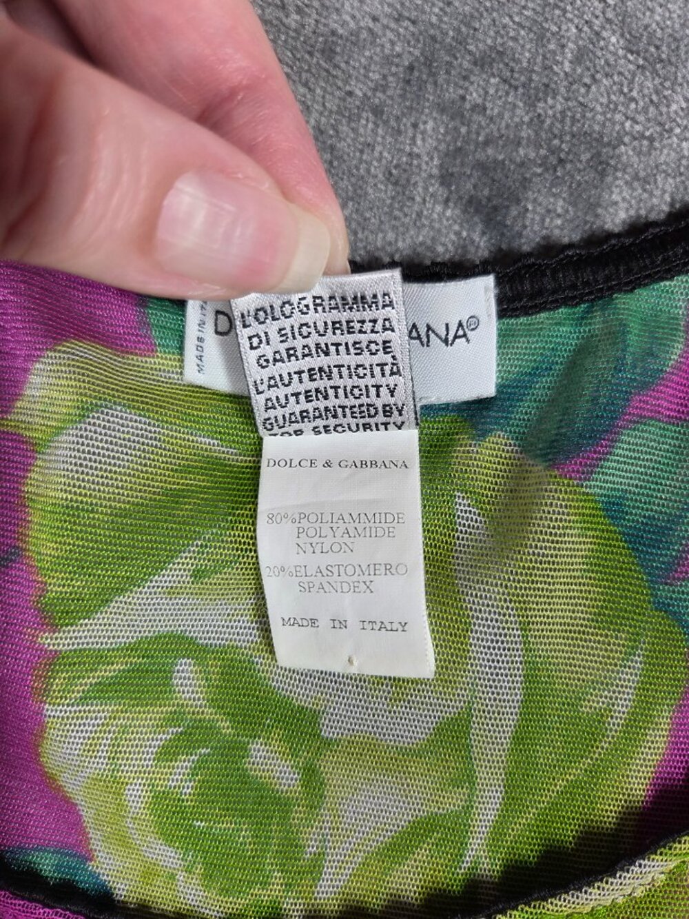 Dolce & Gabbana Top Womens Size XL Pink Floral Stretch Mesh RARE - Picture 4 of 7